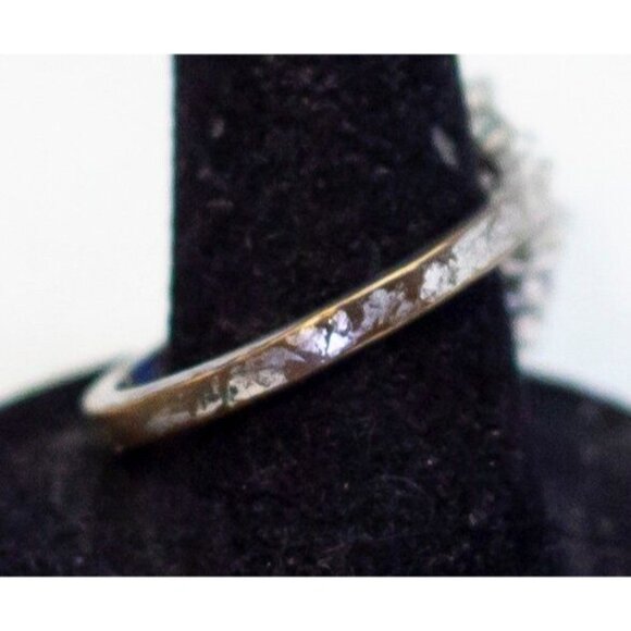 Size 11, Vintage Art Deco Blue Faux Gem Silver Tone Ring by Avon - A26 - Picture 3 of 4